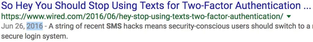 2016 article about 2FA over SMS